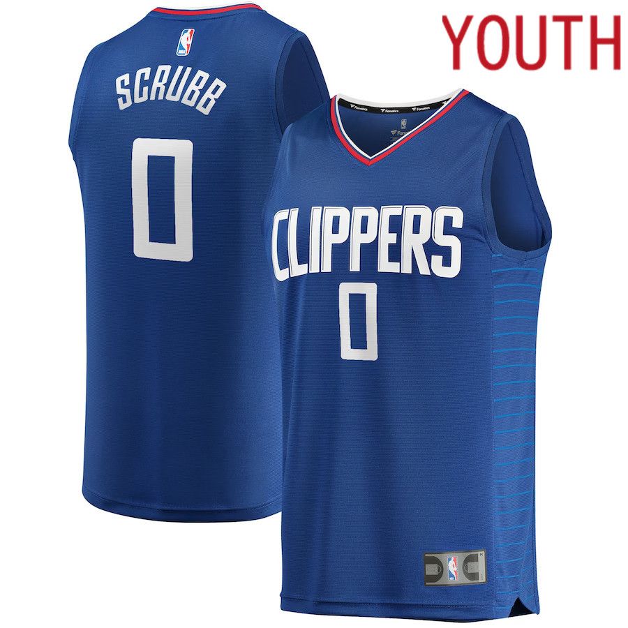 Youth Los Angeles Clippers 0 Jay Scrubb Fanatics Branded Royal Fast Break Replica NBA Jersey